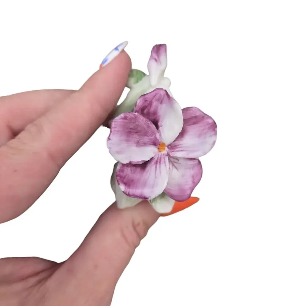 Vintage Japan Porcelain Floral Napkin Rings Hand Painted Purple Flowers Set of 3